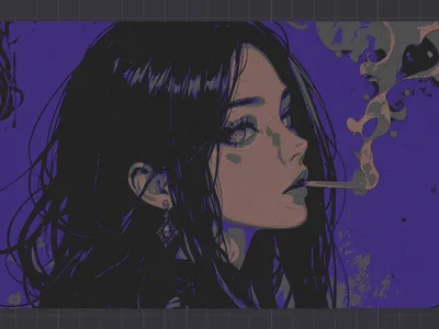 Hueforge anime girl smoke