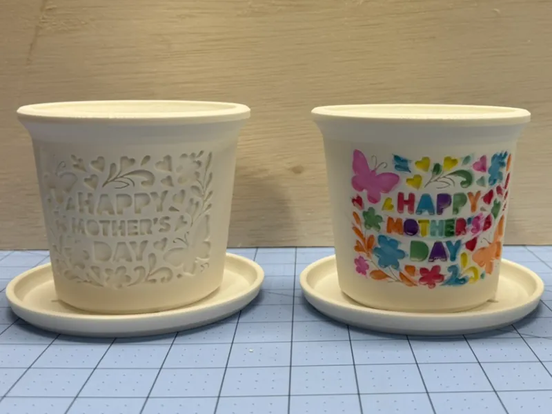 Mothers Day Embossed Planter Pot Colorable Gift