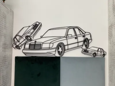 Mercedes W-124 500E 2D Line-art wall decoration
