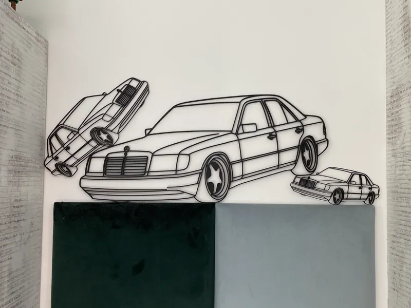 Mercedes W-124 500E 2D Line-art wall decoration