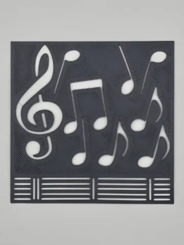 Letrero o emblema decorativo: Treble Clef Flying Notes Stencil — vista de referencia 2