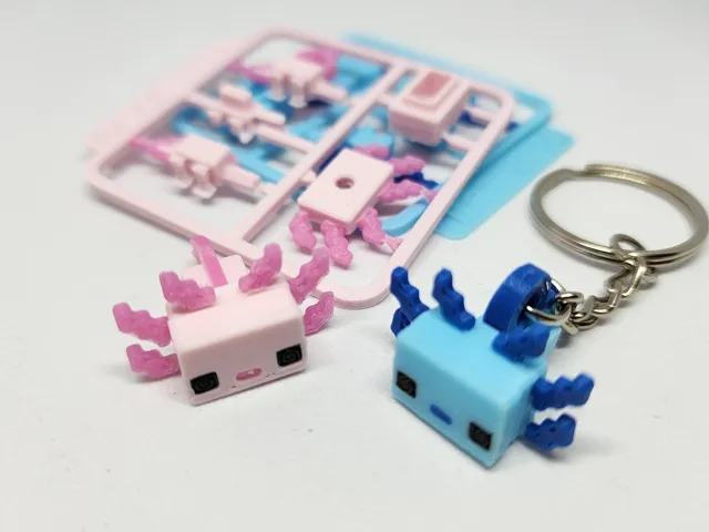 Minecraft-inspire Axolotl Mini Figure Kit/Keychain