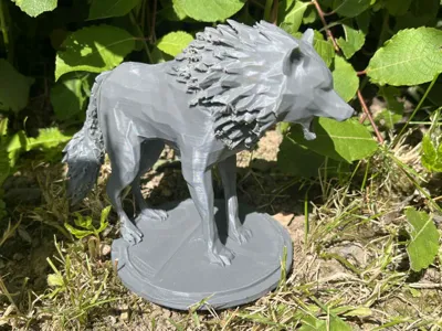 Wolf on a circular pedestal