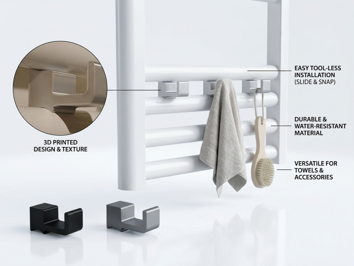 Minimalistic Bathroom radiator hook (Universal)