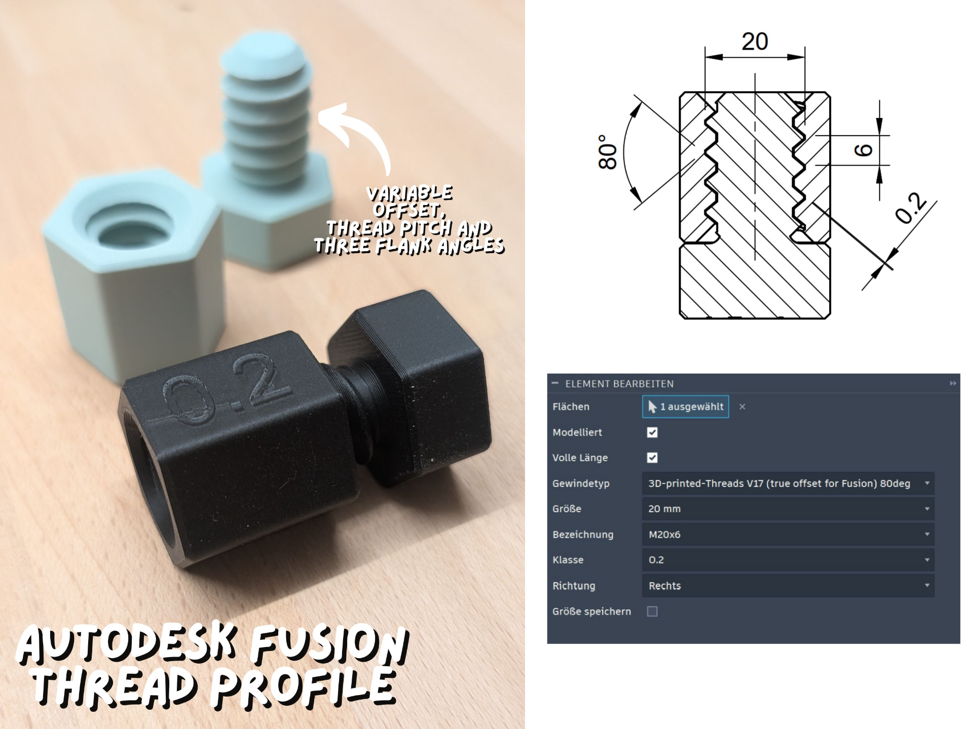 Fusion 360 Thread Profiles for 3D Printing 