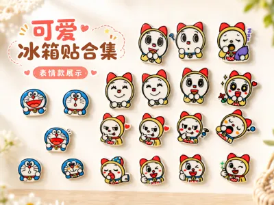 Dorami x15 Expression Fridge Magnet Collection | Super cute display of various expressions
