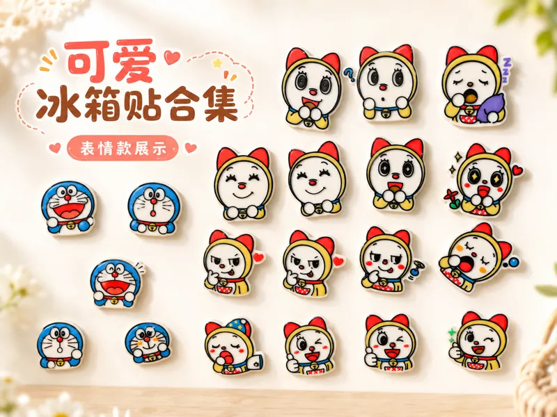 哆啦美×15 表情冰箱贴合集｜可爱爆棚的多款表情展示