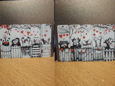 Set of 10 animals in love bookmarks
