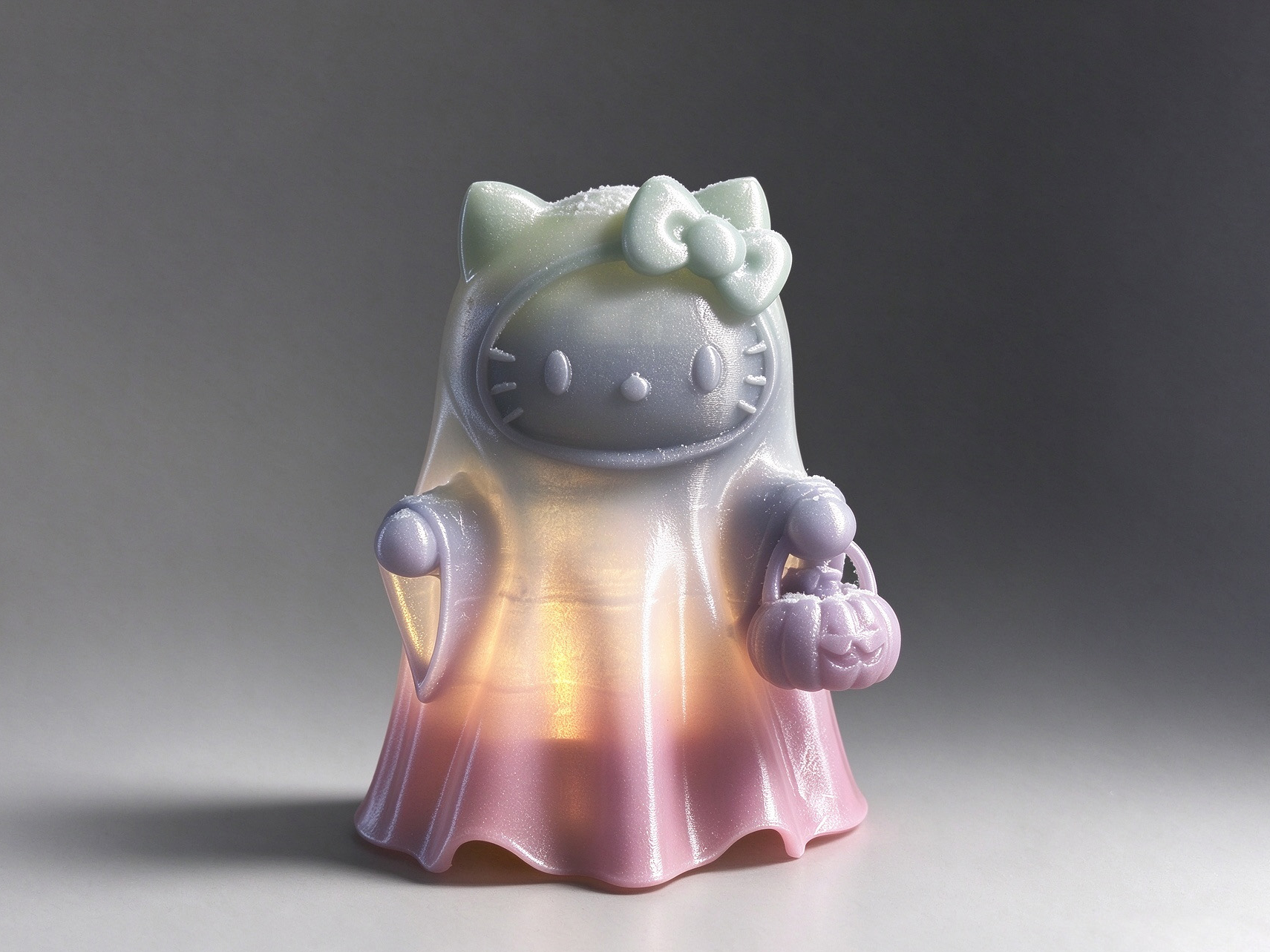 万圣节 捣蛋鬼 幽灵 Hello Kitty 灯罩 夜光 摆件 倒置打印 3D model