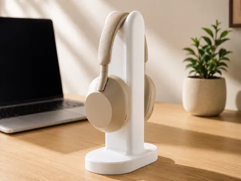 Soporte para celular: Sculptural Minimalist Headphone Stand — referencia de MakerWorld