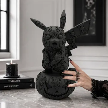 Figura decorativa: Goth Halloween Pokemon Pikachu Pumpkin Statue — vista de referencia 3