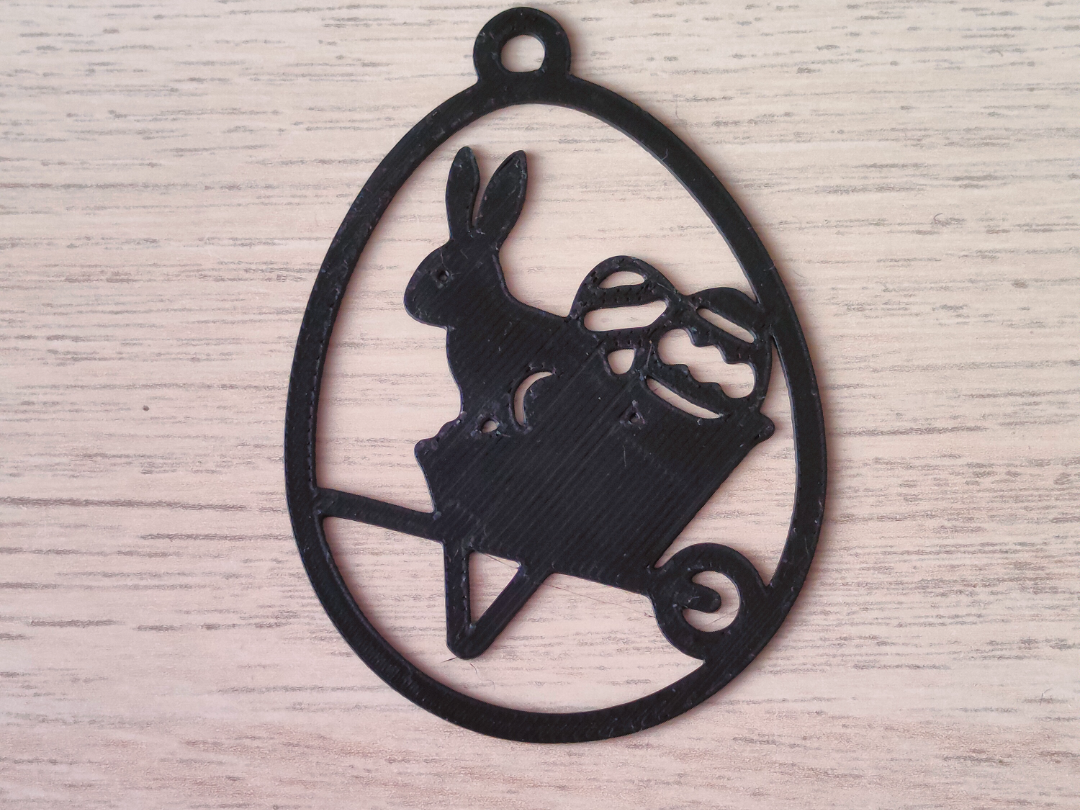 Easter Decoration - Bunny with Wheelbarrow Pendant