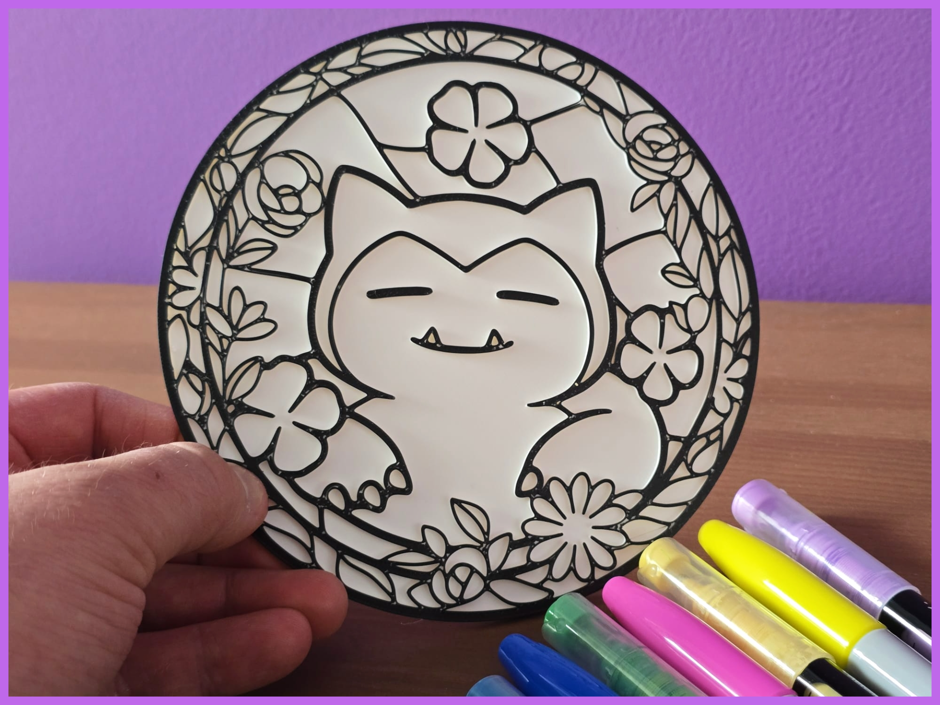 Floral Snorlax Coloring Stained Glass Pokemon