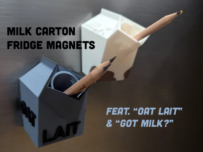Milk Carton Pencil Holder / Vase Fridge Magnet