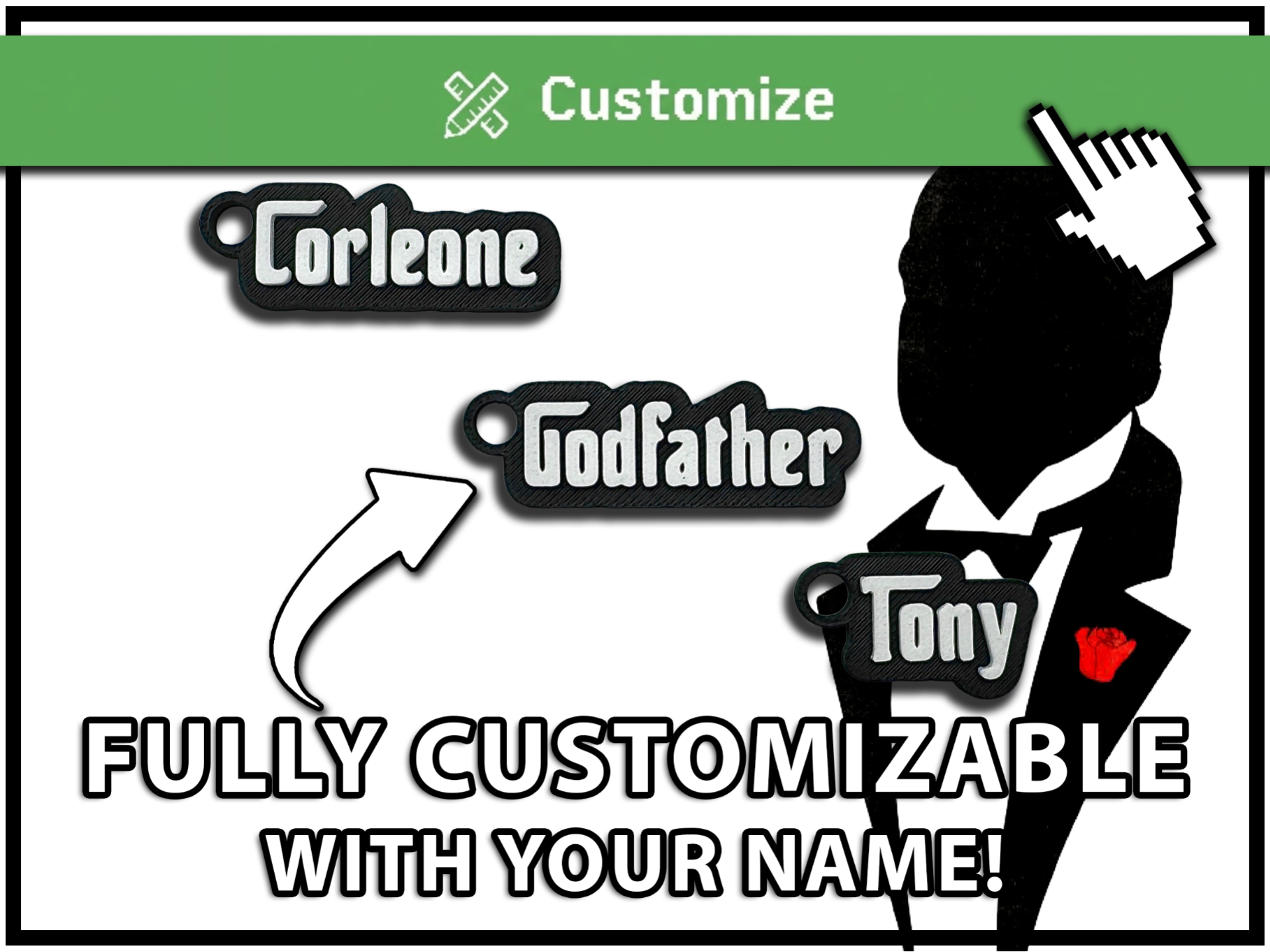 The Godfather Style Font Keychain Generator