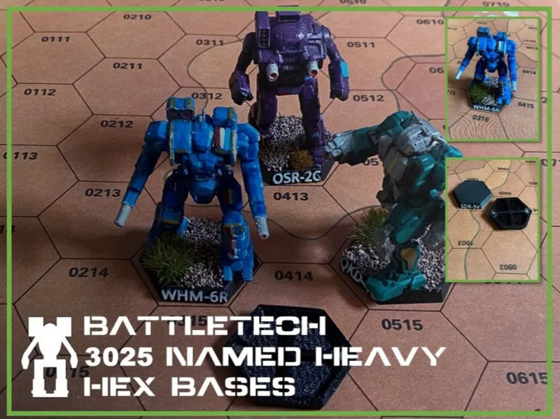 BattleTech 3025 Named Heavy Mech Hex Bases