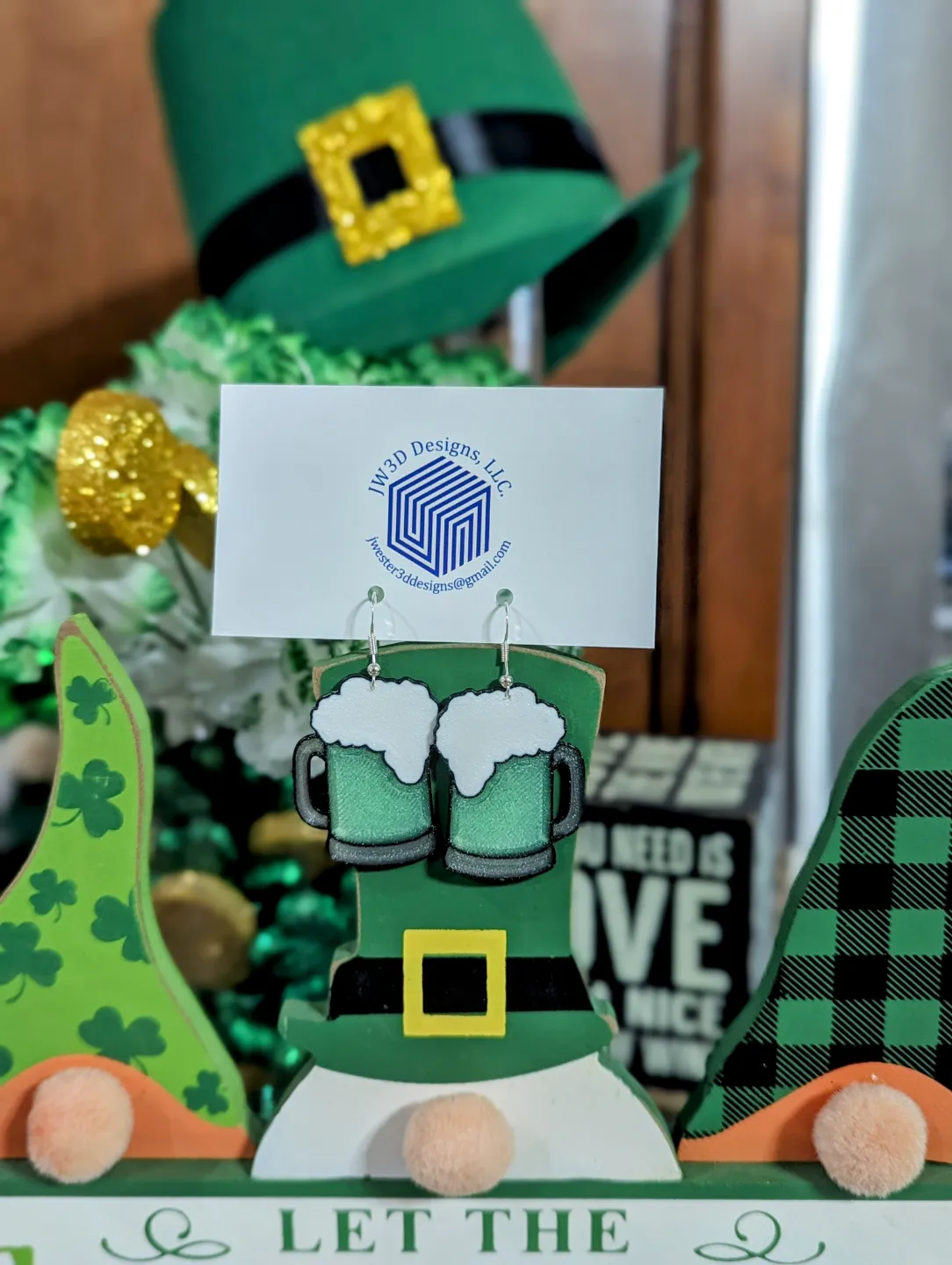 Green Beer Earrings view 2