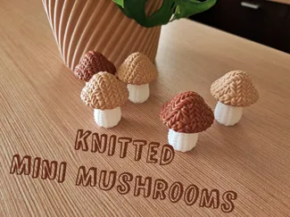 Knitted mini mushrooms