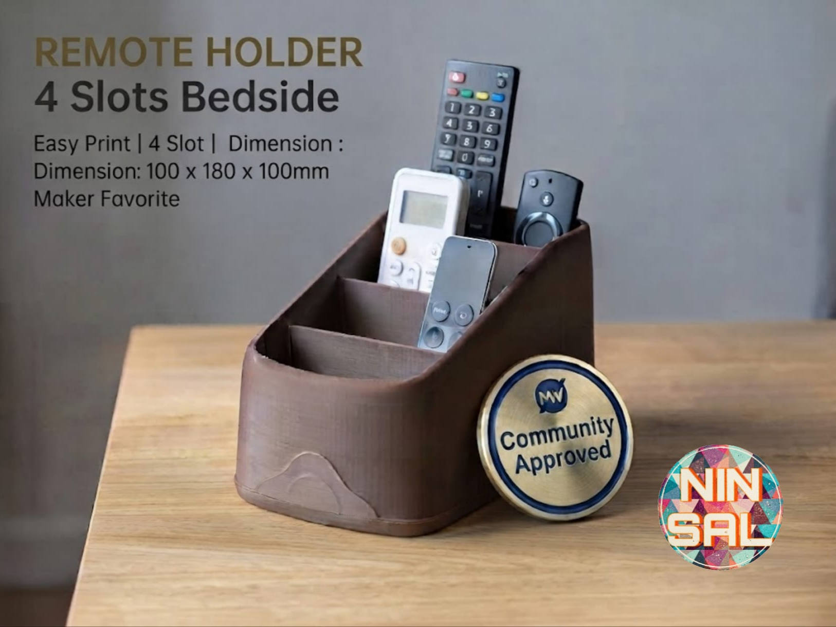 Remote Holder 4 Slots Bedside リモコンスタンド