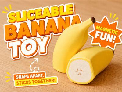 Sliceable magnetic banana toy