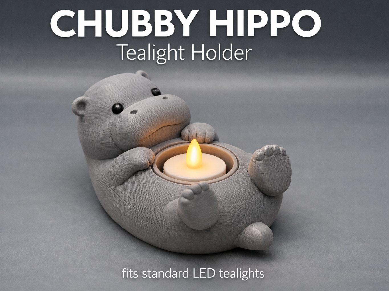 Chubby Hippo LED Tealight Holder