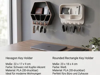 Multifunctional Key Holders: Hexagon & Round