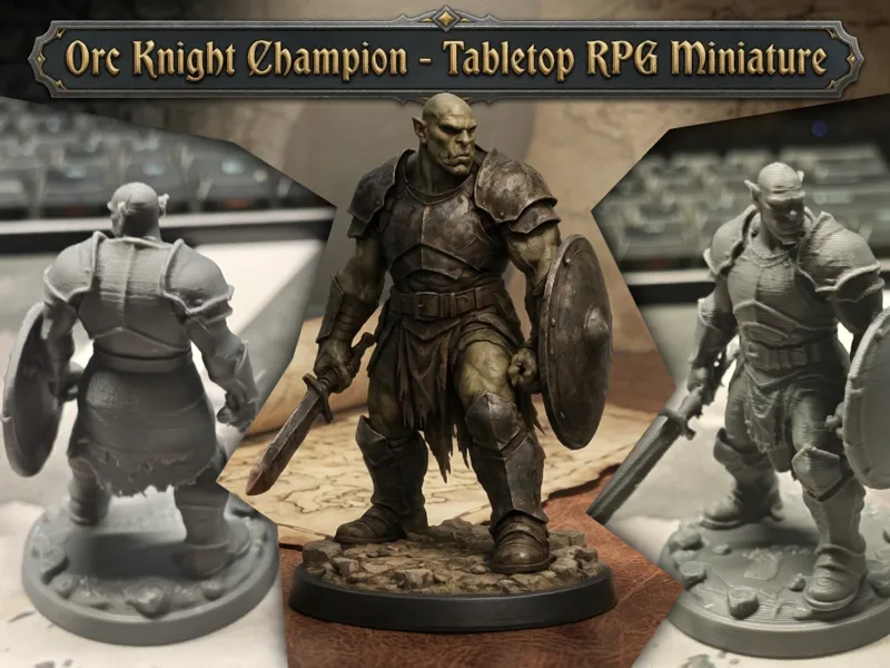 Orc Knight Champion - Tabletop RPG Miniature