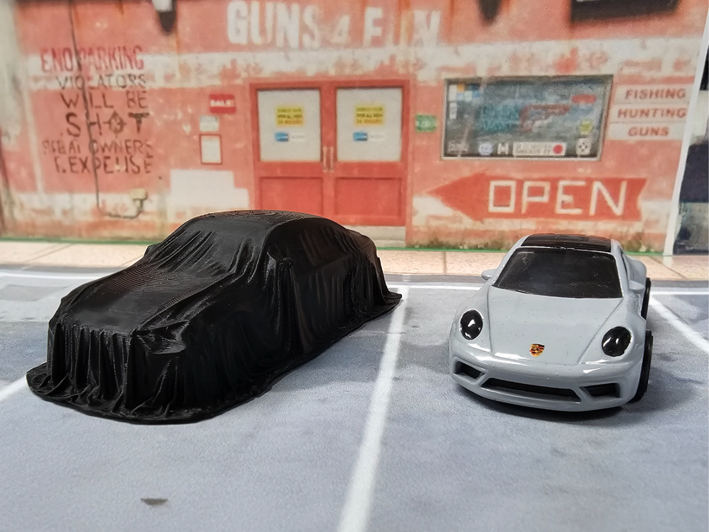 Covered 1/64 car model for diecast diorama