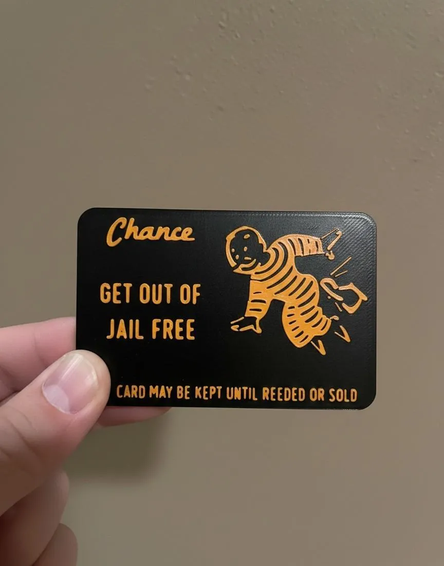 Get out of jail free credit card - Free 3D Print Model - MakerWorld Get out of jail free credit card - Free 3D Print Model - MakerWorld