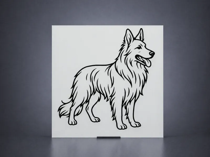 Long-Haired Shepherd Line Art