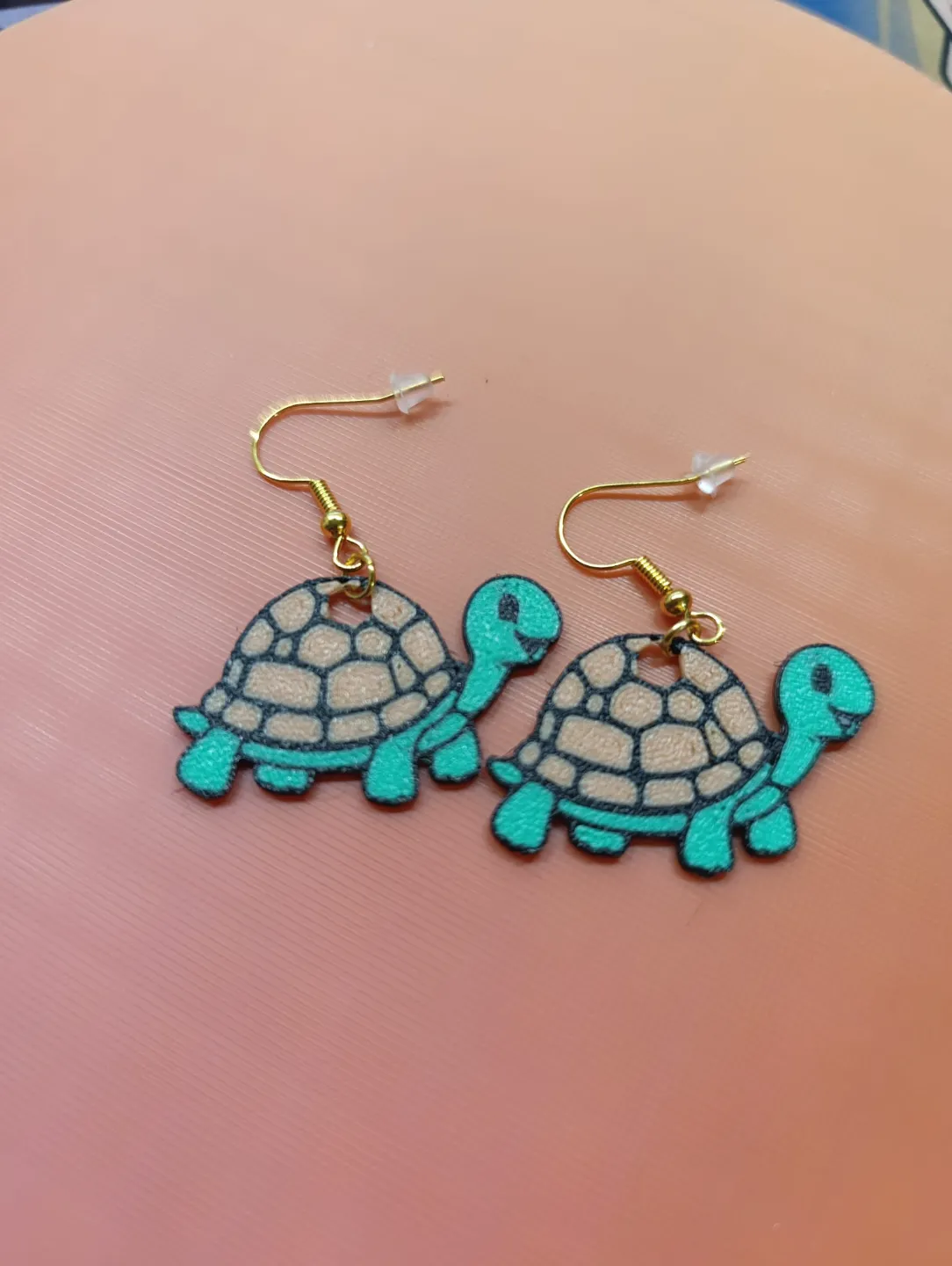 Pendientes de tortugas a doble cara y multicolor view 3