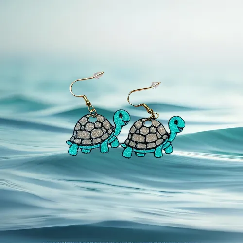 Pendientes de tortugas a doble cara y multicolor view 2