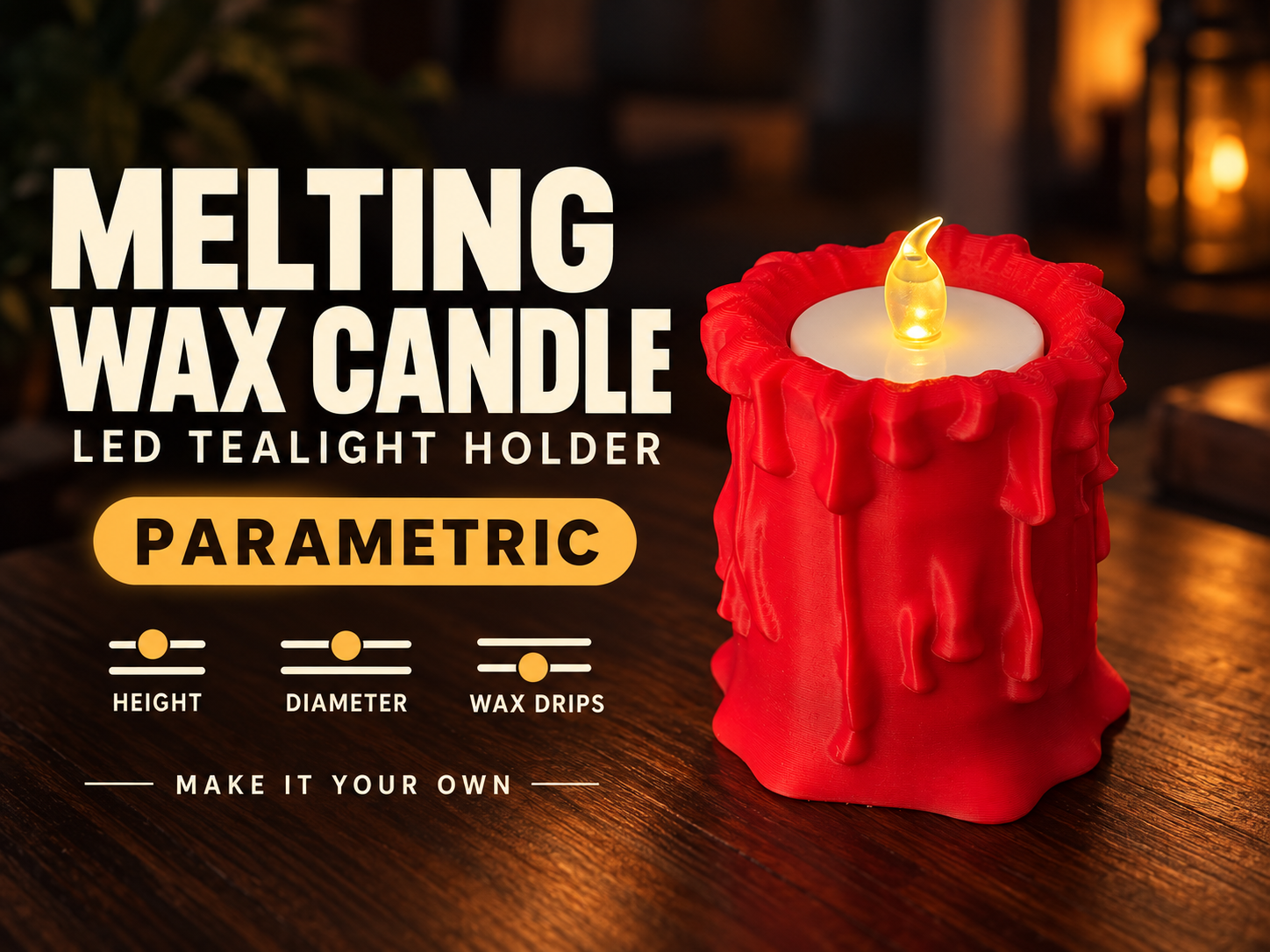 Melting Candle – Parametric LED Tealight Holder 3D model