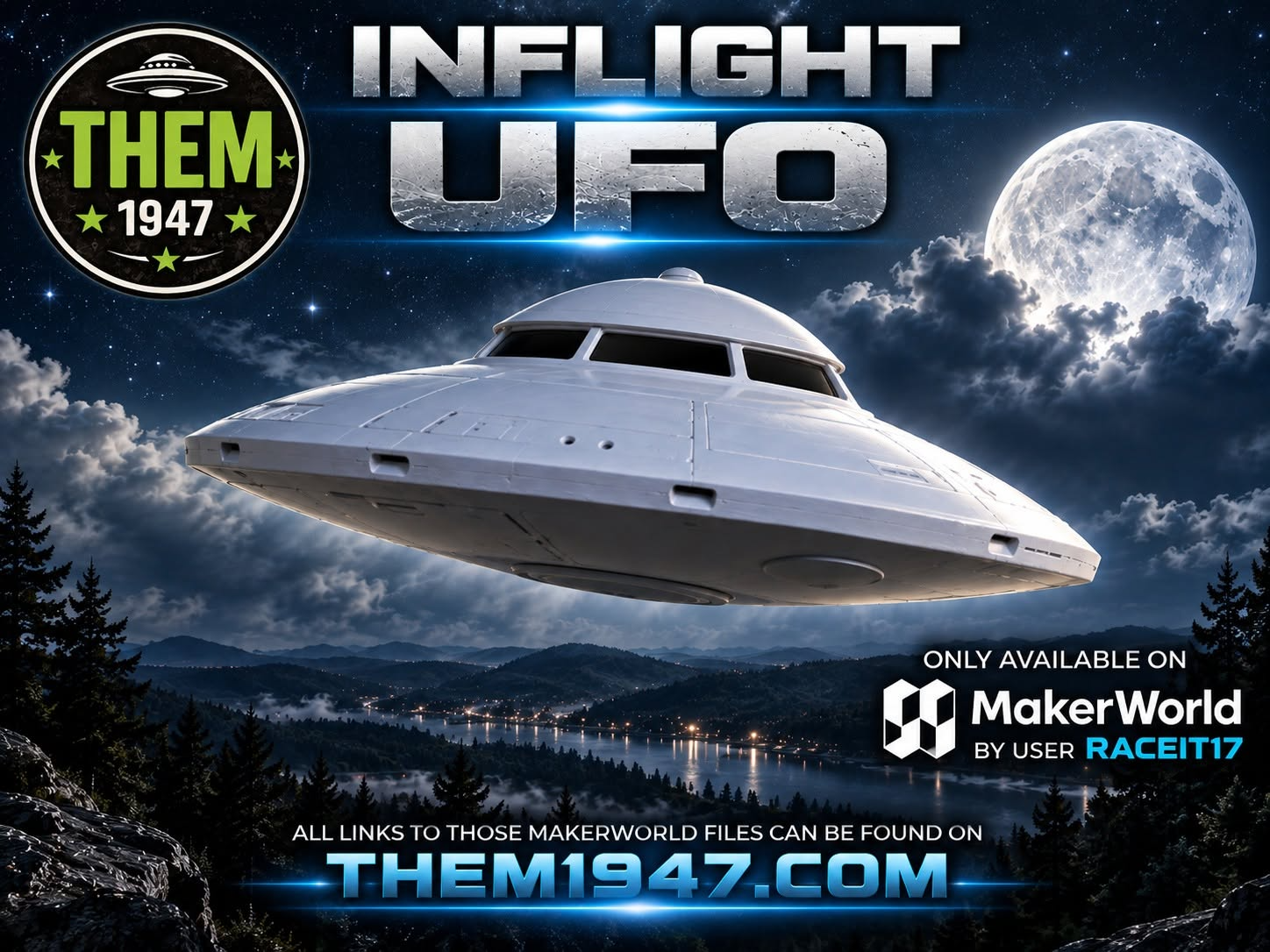 Inflight UFO THEM 1947 Alien Greys Flying Saucer - 1