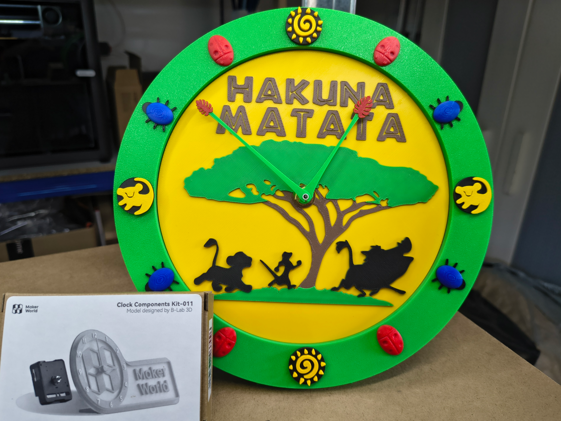 lion king hakuna matata wall clock optional stand