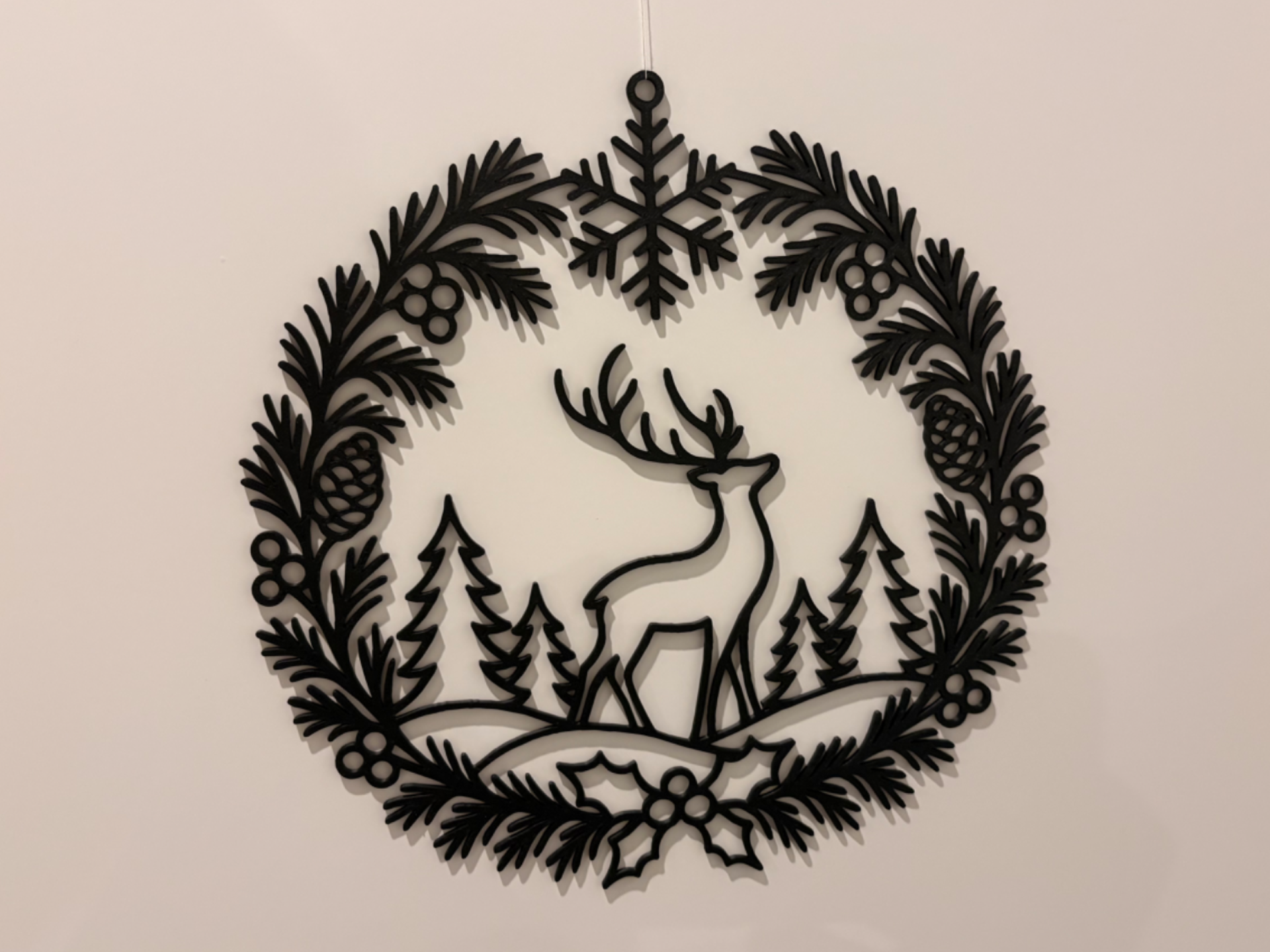 Christmas Door Hanger – Reindeer & Winter Wreath - 1