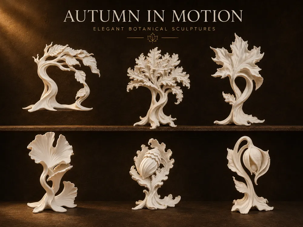 Estante o repisa: Autumn in Motion – Botanical Fall Decor Set. Referencia del modelo original.