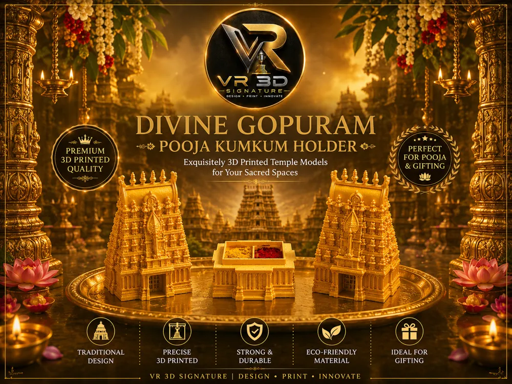 Soporte: Divine Gopuram Pooja Kumkum Holder. Referencia del modelo original.