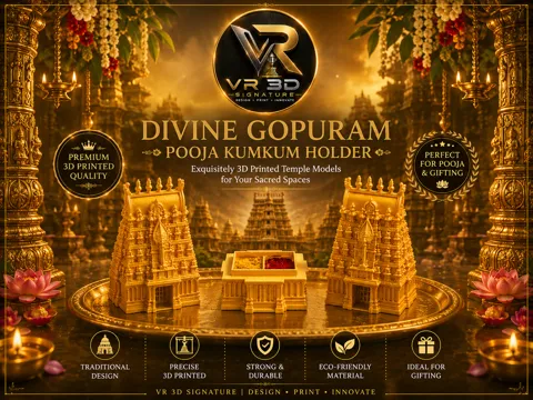 Soporte: Divine Gopuram Pooja Kumkum Holder — referencia de MakerWorld