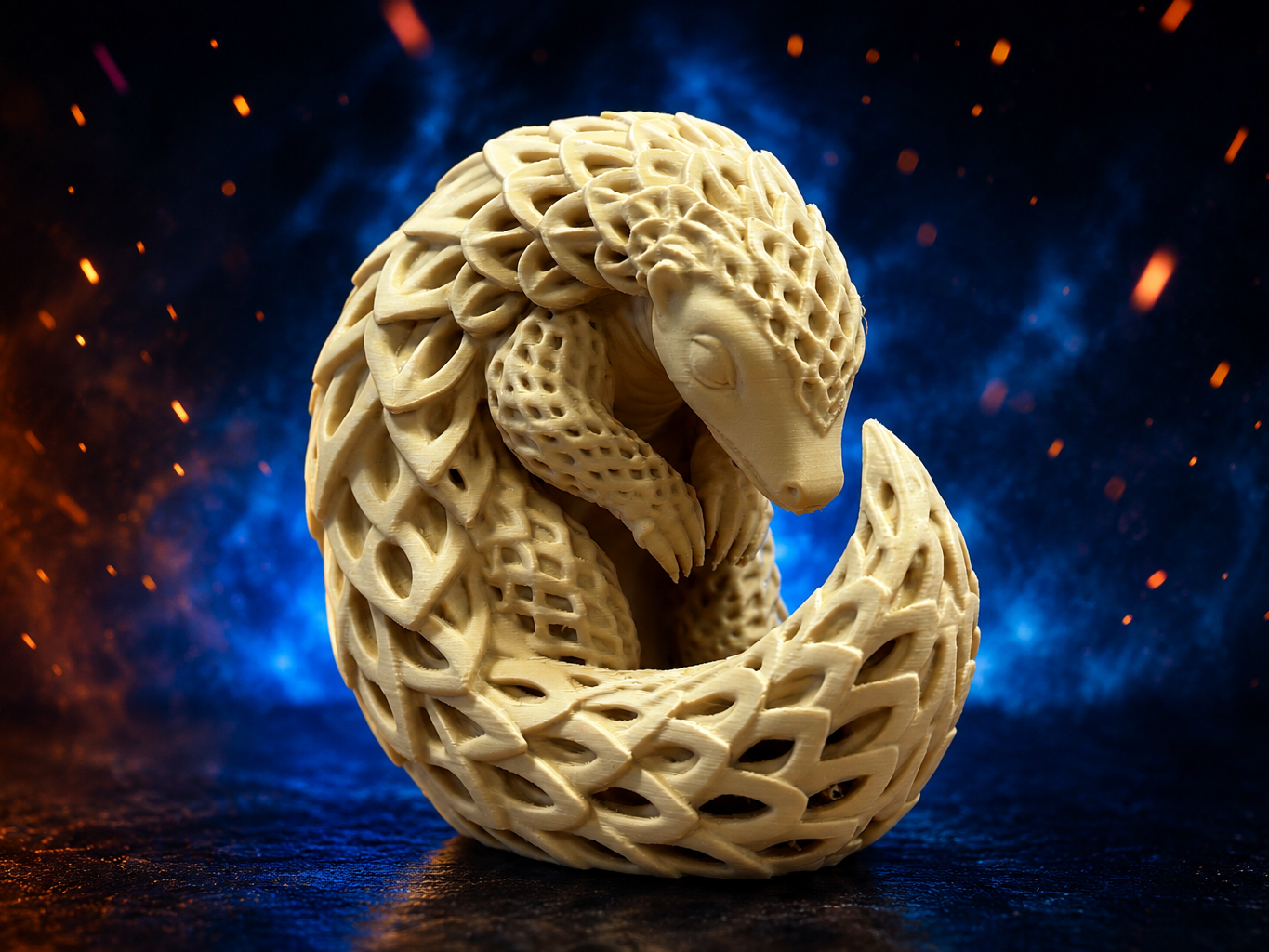 Curled Pangolin Lattice Animal Decor