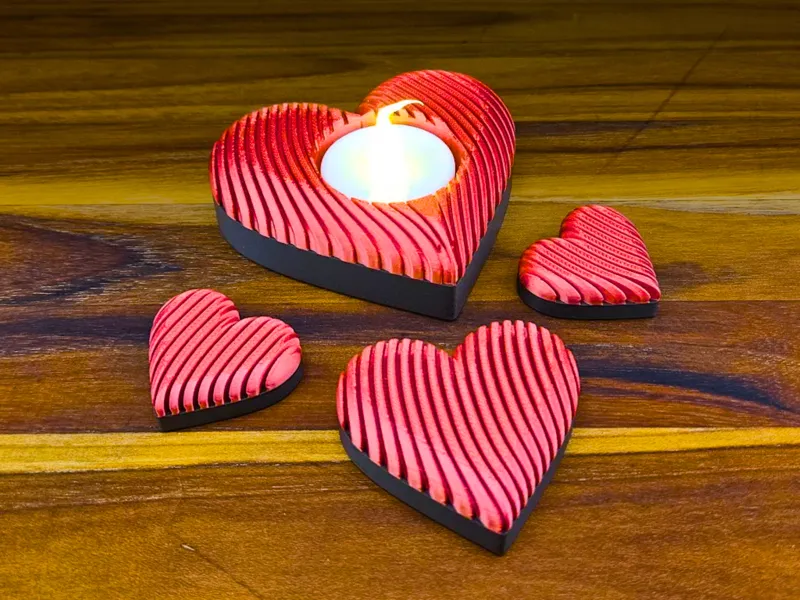 Set of Japandi Inspired Chocolate Style Hearts