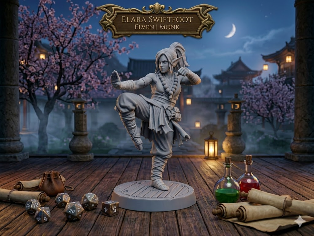 female elf monk miniature
