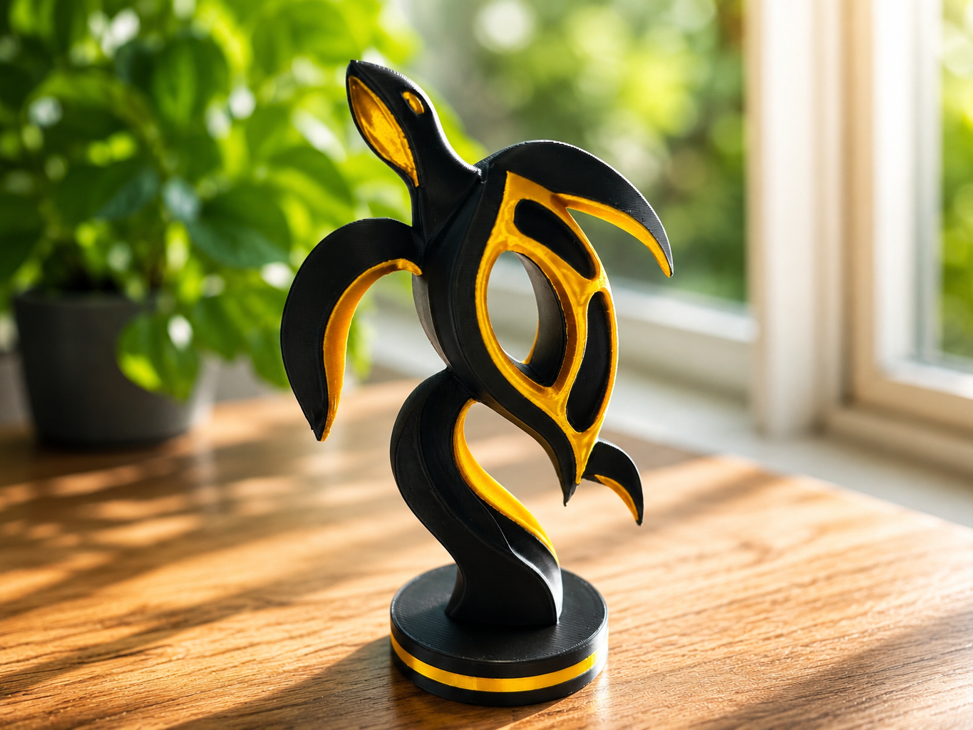 Black & Gold Sea Turtle Sculpture