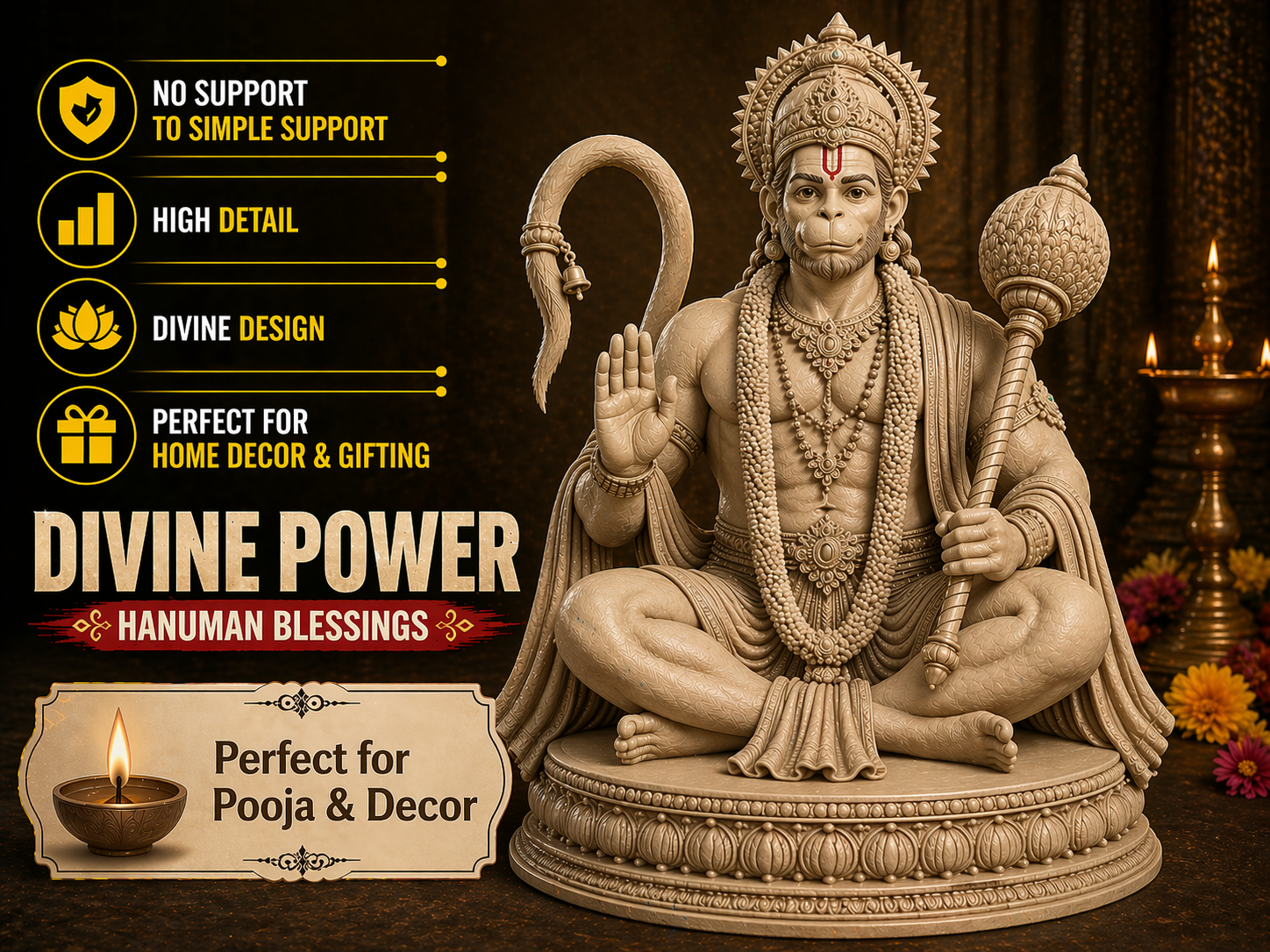 Hanuman Blessing Pose |3D Printable Idol