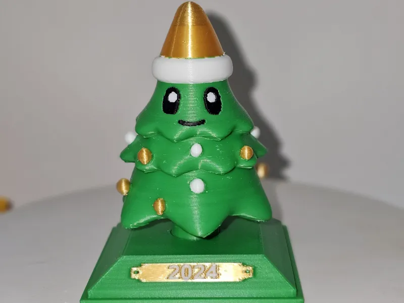 Cute Christmas tree with Santa Hat