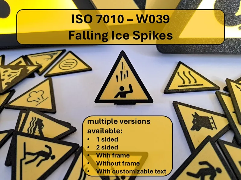 Warning - Falling ice spikes - W039 ISO 7010