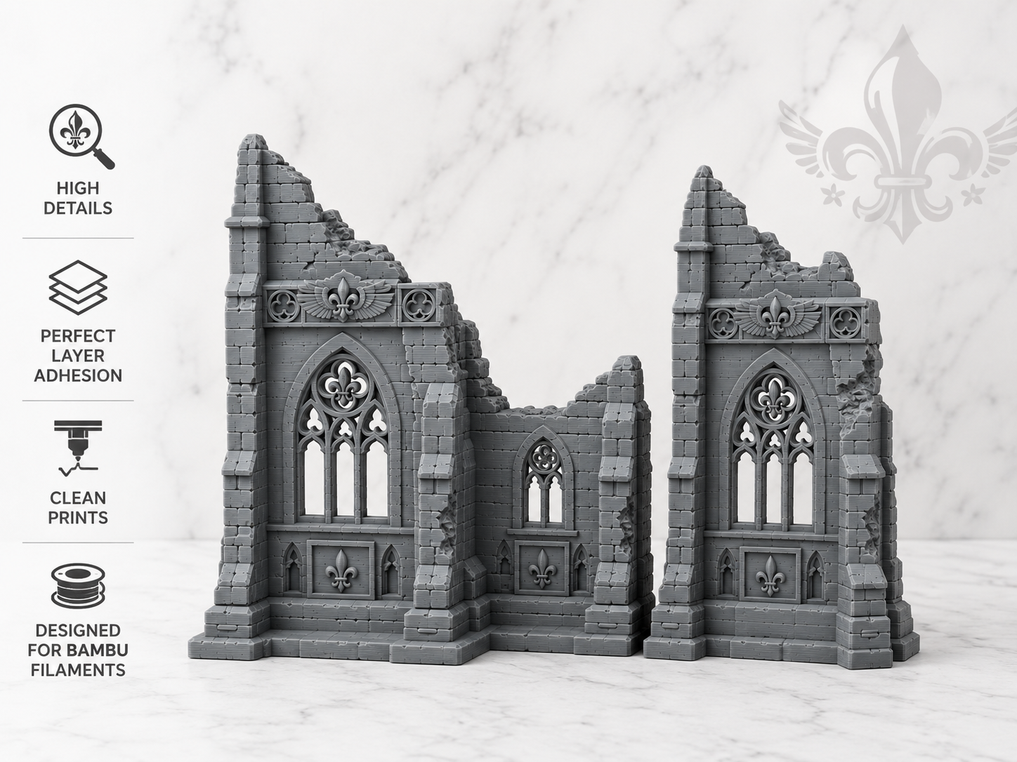 Sororitas Ruined Wall Set - Tabletop Terrain