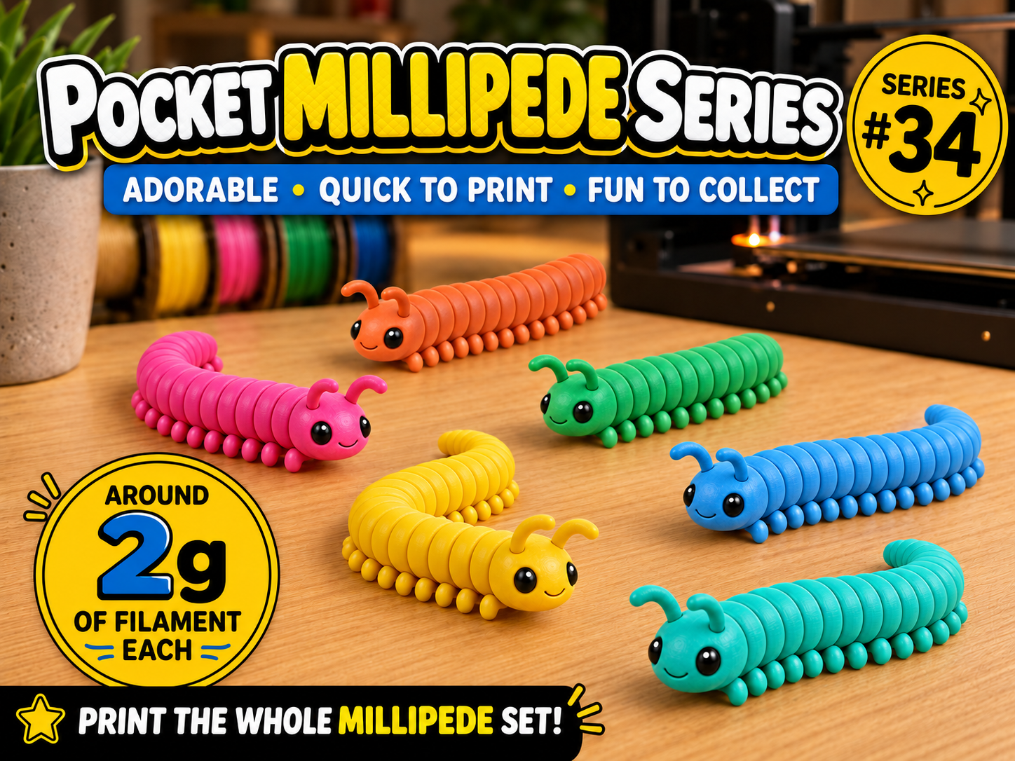 Mini Millipede Fidget – Mini Animal Collection #34 - 1