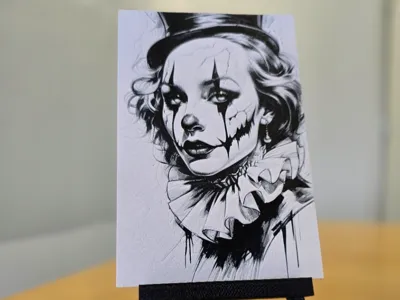 Mini Art Easel – Clown Lady Portrait