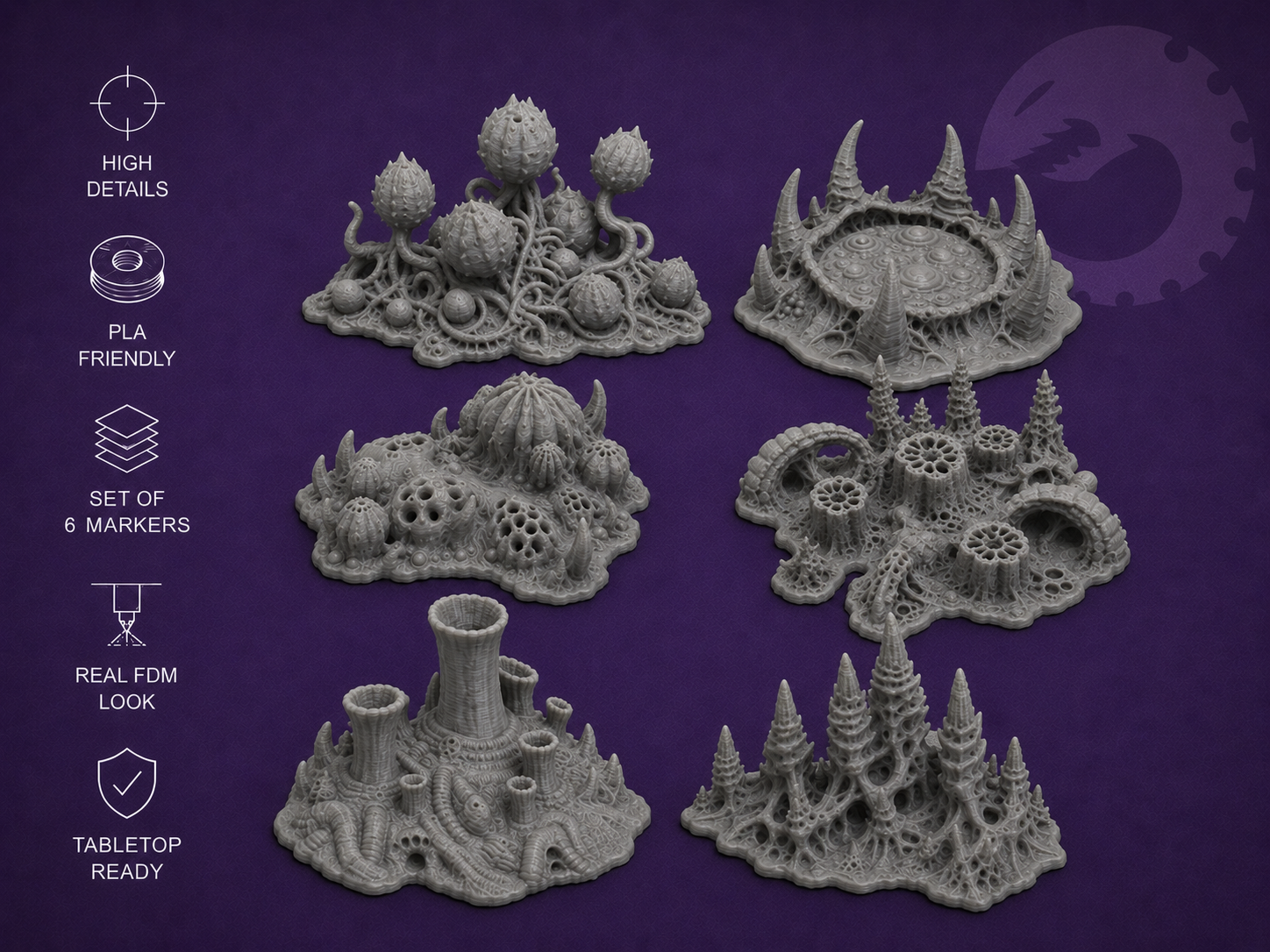 Tyranide Hive Objective Markers / Base Decor 
